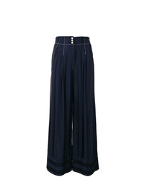 Темно-синие широкие брюки в вертикальную полоску от Temperley London