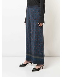 Темно-синие широкие брюки с принтом от Warm