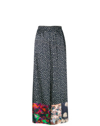 Темно-синие широкие брюки с цветочным принтом от Damir Doma