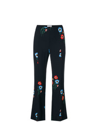 Темно-синие широкие брюки с цветочным принтом от Sonia Rykiel