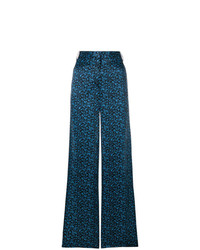Темно-синие широкие брюки с цветочным принтом от Victoria Victoria Beckham