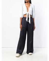 Темно-синие широкие брюки от Semicouture