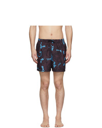 Темно-синие шорты для плавания с цветочным принтом от Dries Van Noten