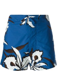 Женские темно-синие шорты с цветочным принтом от Marni