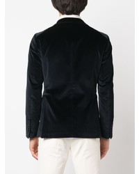Мужской темно-синий бархатный двубортный пиджак от Tagliatore