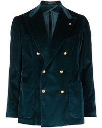 Мужской темно-синий бархатный двубортный пиджак от Tagliatore