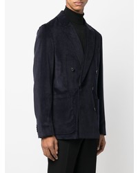 Мужской темно-синий бархатный двубортный пиджак от Paul Smith