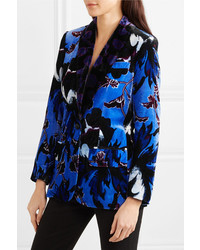 Женский темно-синий бархатный пиджак с цветочным принтом от Diane von Furstenberg