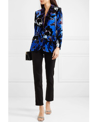 Женский темно-синий бархатный пиджак с цветочным принтом от Diane von Furstenberg