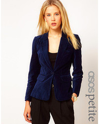 Женский темно-синий бархатный пиджак от Asos Petite