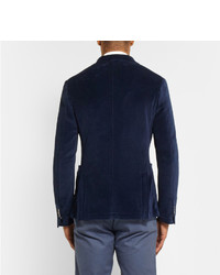 Мужской темно-синий бархатный пиджак от Incotex