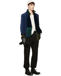 Мужской темно-синий бархатный пиджак от Haider Ackermann