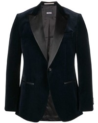 Мужской темно-синий бархатный пиджак от BOSS