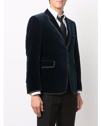 Мужской темно-синий бархатный пиджак от Thom Browne