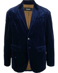 Мужской темно-синий бархатный пиджак от DSQUARED2