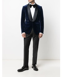 Мужской темно-синий бархатный пиджак от Philipp Plein