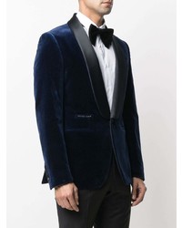 Мужской темно-синий бархатный пиджак от Philipp Plein