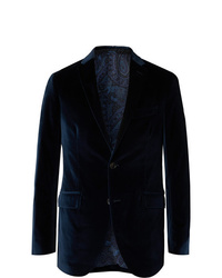 Мужской темно-синий бархатный пиджак от Etro