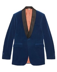 Мужской темно-синий бархатный пиджак от Gucci