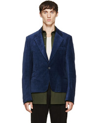 Мужской темно-синий бархатный пиджак от Haider Ackermann