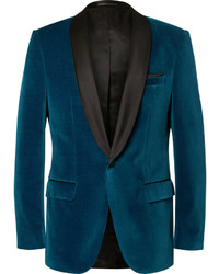 Мужской темно-синий бархатный пиджак от Hugo Boss