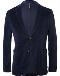 Мужской темно-синий бархатный пиджак от Incotex