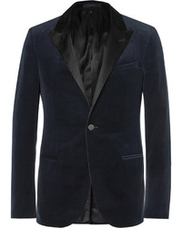 Мужской темно-синий бархатный пиджак от Lanvin