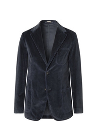 Мужской темно-синий бархатный пиджак от Massimo Alba