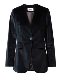 Женский темно-синий бархатный пиджак от MM6 MAISON MARGIELA