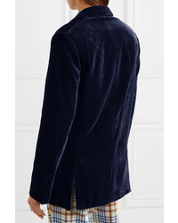 Женский темно-синий бархатный пиджак от Stella McCartney