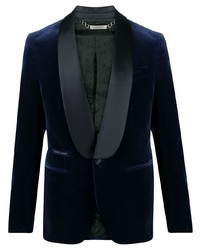 Мужской темно-синий бархатный пиджак от Philipp Plein