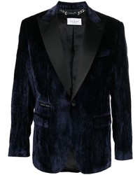 Мужской темно-синий бархатный пиджак от Philipp Plein