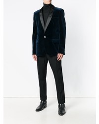 Мужской темно-синий бархатный пиджак от Balmain