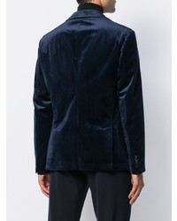 Мужской темно-синий бархатный пиджак от Emporio Armani