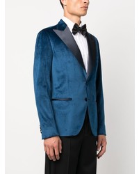 Мужской темно-синий бархатный пиджак от Reveres 1949