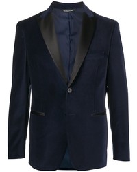 Мужской темно-синий бархатный пиджак от Tonello