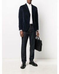 Мужской темно-синий бархатный пиджак от Boglioli