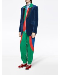 Мужской темно-синий бархатный пиджак от Gucci