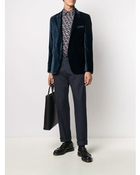 Мужской темно-синий бархатный пиджак от Paul Smith