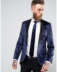 Мужской темно-синий бархатный пиджак