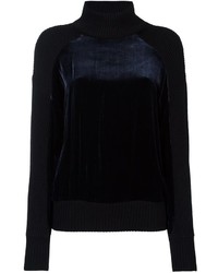 Женский темно-синий бархатный свитер от DKNY