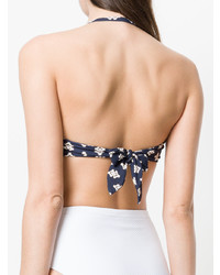 Темно-синий бикини-топ с принтом от Tory Burch