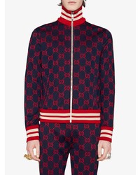 Мужской темно-синий бомбер с принтом от Gucci