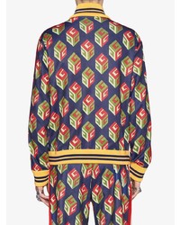 Мужской темно-синий бомбер с принтом от Gucci