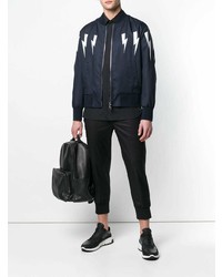 Мужской темно-синий бомбер с принтом от Neil Barrett