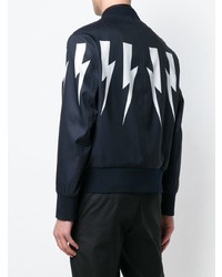 Мужской темно-синий бомбер с принтом от Neil Barrett