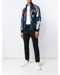 Мужской темно-синий бомбер с принтом от Dolce & Gabbana