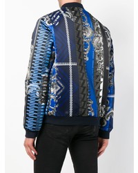 Мужской темно-синий бомбер с принтом от Versace Jeans