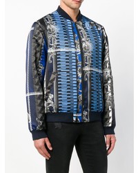 Мужской темно-синий бомбер с принтом от Versace Jeans