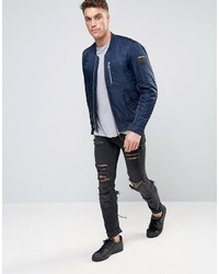 Мужской темно-синий бомбер от Replay